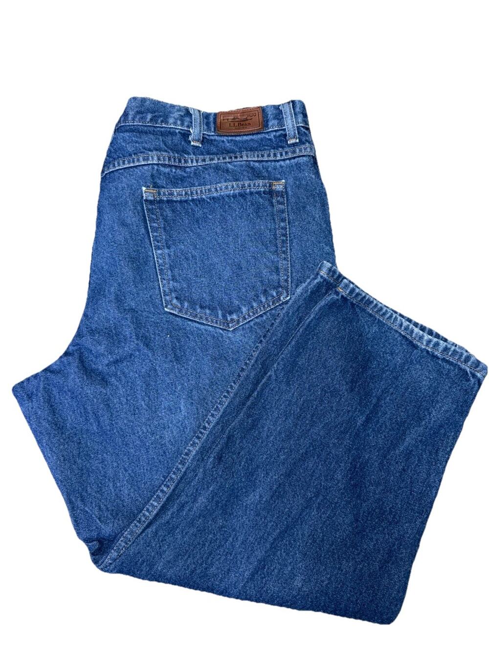 LL Bean Jeans Men 42x28 Adult Blue Denim Classic fit Cotton Straight Fit Vtg